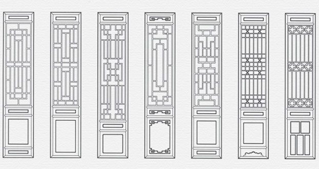 荣成常用中式仿古花窗图案隔断设计图